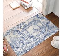 EUEKQOIB Felpudo clásico francés Vintage Toile de Jouy Azul Marino con Motivo de Alfombra Antideslizante para Cocina baño y Sala de Estar