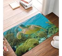 EUEKQOIB Una Tortuga Verde en la Puerta Principal Poco Profunda Piso de Entrada baño Exterior Cocina Felpudo Inodoro Alfombra