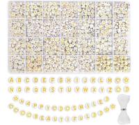 EUES Cuentas Letras para Pulseras,Cuentas de La A a La Z, Redondas Abalorios Letras para Pulsera, Amistad Pulsera Kit Bricolaje