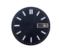 EUETVEXERK No hay logotipo de 29mm dial calendario reloj de reloj for NH36 / 4R36 / 7S26 Movimiento verde luminoso Esfera del reloj(Noir)