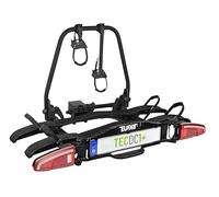 EUFAB 11650 TECDC1+ Portabicicletas Trasero para 2 Bicicletas eléctricas, 60 kg de Carga útil, Pedal Plegable, Luces traseras LED, premontado