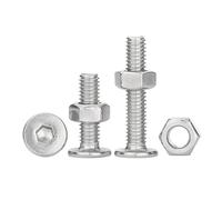 eufeifeiegds M2 .5 M3 M4 M5 A2-70 304 Acero inoxidable Allen Hex Socket Tornillo de cabeza oblea plana ultrafina y juego tuercas hexagonales completas wefeiegds(16mm,M2.5x5mm(30sets))