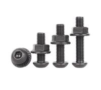 eufeifeiegds Tornillos de botón zócalo, pernos Allen hexagonales cabeza abovedada y tuercas con reborde dentadas, juego acero inoxidable 304 negro M3 M4 M5 M6 M8 wefeiegds(4mm,M3(20sets))