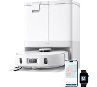 eufy X10 Pro Omni Robot Aspirador con Base Autovaciado y Mopas Giratorias, Mopa Doble con Elevación Automática de 12 mm, Detección de Alfombras, Antiobstáculos AI, Lavado y Secado automático, Blanco