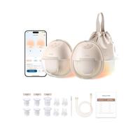 eufy S1 - Extractor de leche portátil con función de calor S1, tecnología HeatFlow líder en la industria, OptiRhythm controlado por aplicación, succión clínica, a prueba de fugas, manos libres