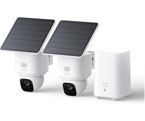 eufy Security SoloCam E30 Camara vigilancia WiFi Exterior, con Energía Solar, Panorámica de 360°, Seguimiento por IA, Claridad 2K, Compatible con HomeBase S380, Sin Cuotas Mensuales, 2 Pack+Homebase2
