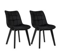 EUGAD 2 x Sillas de Comedor Diseño Vintage Sillas Nórdicas Terciopelo Negro Silla Tapizada con Patas Maderas Silla de Cocina Salón Dormitorio Conferencia 0656BY-2