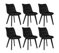EUGAD 6 x Sillas de Comedor Diseño Vintage Sillas Nórdicas Terciopelo Negro Silla Tapizada con Patas Maderas Silla de Cocina Salón Dormitorio Conferencia 0656BY-6