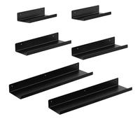 EUGAD 6X Estanterias Pared Metálicas, Estantes Flotants Decorativos, Baldas Flotantes Pared para Almacenamiento, Estanteria Pared Negro Esquinera