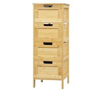 EUGAD Armario Baño con 4 Cajones, Cajonera de Bambú, Armario Estrecho Esquinero para Cocina, Baño y Dormitorio, Protección contra Polvo y Humedad, 30x30x80 cm