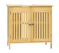 EUGAD Armario de Baño Con Puertas, Mueble Bajo Lavado, Estantes de Almacenaje, Auxiliar, de Pie de Bambú, Patas Altas, Antihumedad, 60x30x60 cm