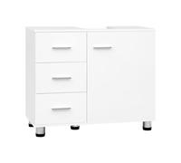 EUGAD Armario de Baño, Mueble Auxiliar Baño con 3 Cajones, Mueble Bajo Lavabo, Estante Ajustable, Blanco, 5 Patas Robustas, 70x60x30 cm