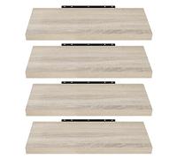 EUGAD Estante Flotante de Pared Retro, Estantería de Madera, para Libros y CDs, Juego de 4 Estantes para Salon Dormitorio Pasillo, 50 cm, Roble, 0091QJ-4