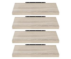 EUGAD Estante Flotante de Pared Retro, Estantería de Madera, para Libros y CDs, Juego de 4 Estantes para Salon Dormitorio Pasillo, 50 cm, Roble, 0091QJ-4