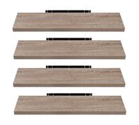 EUGAD Estante Flotante de Pared Retro Estantería de Pared Madera Colgar Libro CD Juego de 4 para Salon Dormitorio 120cm, Veteado de Madera Color Café Claro, 0120QJ-4