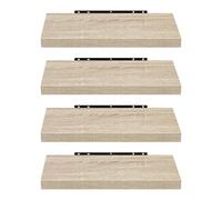 EUGAD Estante Flotante de Pared Retro Estantería de Pared Madera Colgar Libro CD Juego de 4 para Salon Dormitorio 60cm Roble 0116QJ-4