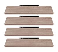 EUGAD Estante Flotante de Pared Retro Estantería de Pared Madera Colgar Libro CD Juego de 4 para Salon Dormitorio 80cm Roble 0117QJ-4