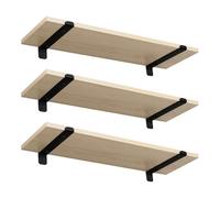 EUGAD Estantería de Pared, Juego de 3 Baldas Flotantes, Estante de Exhibición Colgante para Salón, Cocina, Habitación, Pasillo, 60x20x7 cm, Carga MAX. 15 kg/Estante, MDF, Negro+Roble Claro