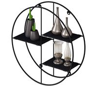 EUGAD Estanteria de Pared Redonda con 3 Estantes, Baldas Flotantes Decorativas de Pared, Estante Flotante de Pared, Estilo Industrial, Plegable, Negro, Metal, Diámetro 40 cm