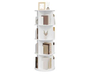 EUGAD Estanteria Giratoria, Libreria de 4 Niveles, Estanteria de Libros de 16 Comportamientos, Estante Almecenaje para Oficina, Salón, Habitación Infantil y Estudio, Blanco