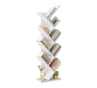 EUGAD Estantería para Libros Librería de Árbol de Almacenamiento de Oficina Estante Soporte de CD DVD con 8 Niveles, 40x20x127cm, Blanco 0011SHG