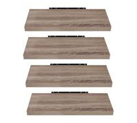 EUGAD Estanterías Pared de Madera, Set de 4 Estantes de Pared, Balda Flotante Retro, para Salon y Dormitorio, 50 cm, Veteado de Madera Color Café Claro, 0115QJ-4