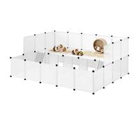 EUGAD Jaula para Animales Pequeños 2-Floor Grands Jaula de Cobayas,Parque para Conejos,Interior Recinto para Conejos Hámster,Plástico Vallas para Pequeños Mascotas Hámster 181x145x72cm