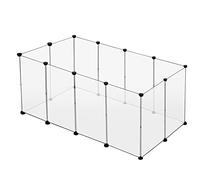 EUGAD Jaula para Animales Pequeños, Modulare Valla para Mascotas, Plástico Recinto para Cobayas Parque para Conejos Hámster 12 Paneles (50x70cm/panel) 200x100x70 cm Transparente