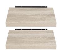 EUGAD Juego de 2 Estante Flotante de Pared Retro Estantería de Pared Madera Colgar Libro CD para Salon Dormitorio 40cm Sonoma Roble 0083QJ