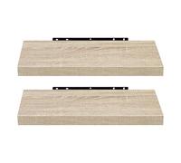 EUGAD Juego de 2 Estante Flotante de Pared Retro Estantería de Pared Madera Colgar Libro CD para Salon Dormitorio 60cm Roble 0116QJ