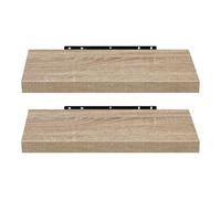 EUGAD Juego de 2 Estante Flotante de Pared Retro Estantería de Pared Madera Colgar Libro CD para Salon Dormitorio 50cm Roble 0115QJ-2