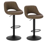 EUGAD Juego de 2 Taburetes de Bar con Respaldo, Taburete Alto Cocina Giratorio 360° Ajustable Altura, Cuero Sintético, Marrón Oscuro