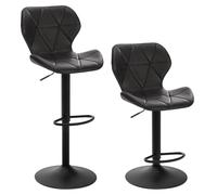 EUGAD Juego de 2 Taburetes de Bar, Taburete Alto Cocina Altura Giratorio para Cocina, Piel Sintética, Antracita