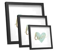 EUGAD Juego de 3 3D Marcos de Fotos Marcos con Profundidad 30x30cm, Marco de Objeto con Profundidad 1,5cm, Madera Marco para Colgar en la Pared o Escritorio, Negro