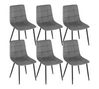 EUGAD Juego de 6 Sillas de Comedor, Sillas Cocina Terciopelo, con Respaldo Ergonomico y Patas de Metal, para Cocina, Comedor, Dormitorio y Salon, Gris Oscuro