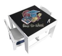 EUGAD Juego de Mesa y 2 Sillas Infantiles Grupo de Asientos para Niños de Madera y MDF con Espacio de Almacenamiento Gris + Blanco 0001ETZY