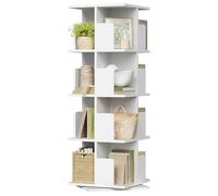EUGAD Librería de 4 Niveles Giratoria 360°, Estanteria Esquinera de Pie de Madera para Salon, Estudio y Dormitorio