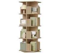 EUGAD Librería de 4 Niveles Giratoria 360°, Estanteria Esquinera de Pie de Madera para Salon, Estudio y Dormitorio, Roble Claro