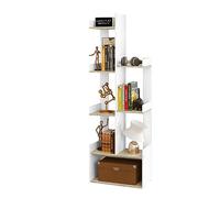 EUGAD Librería en Forma de Árbol, Estantería de Pie con 8 Compartimentos, para Libros, CD, DVD, con Paredes Traseras, en Salón, Oficina, de Madera, 49x146x25 cm, Color Blanco, Roble