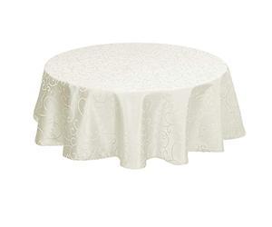 EUGAD Mantel Redondo 160cm Lavable con Diseño de Damasco y Brillo de Seda, con Borde, Fácil de Planchar y Cuidar, Ideal para Cocina y Salón, Crema