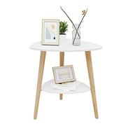 EUGAD Mesa Auxiliar de Madera Mesita de Café con 2 Estantes MDF 50x40x55 cm Blanco 0063ZZ