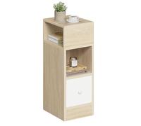 EUGAD Mesita de Noche con 2 Compartimentos y 1 Cajón, 25x30x66 cm, Mesita Auxiliar para Salon y Dormitorio, Estilo Moderno, Madera, Roble Claro, 0192ZZ