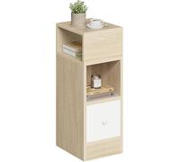 EUGAD Mesita de Noche Estrecha Roble Claro con 2 Compartimentos y 1 Cajón, 25x30x66 cm, Mesilla Auxiliar para Dormitorio Pequeño y Salón Espacios Reducidos, Moderno Madera, 0192ZZ