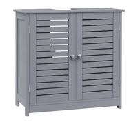 EUGAD Mueble Baño, Armario de Baño, Puertas Persiana, 60x30x60 cm, Mueble Auxiliar Baño Bajo Lavabo, Estante Ajustable, Estilo Moderno, Gris