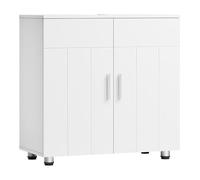 EUGAD Mueble Baño Bajo Lavabo con Estante Ajustable, Armario de Suelo para Baño de Almacenamiento, con Puertas y Bisagras, MDF con Patas, Blanco, 60x30x60 cm