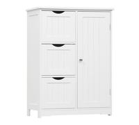 EUGAD Mueble Baño con Cajones, Armario de Baño con Estante Ajustable, Mueble Baño con 3 Cajones, Unidad de Almacenamiento de Baño, Salón, Habitación y Cocina, Cómoda Blanca, Madera MDF, 60x30x81 cm