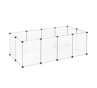 EUGAD Parque para Mascotas, Plástico Jaula para Animales Pequeños | 45x35cm 12 Paneles DIY Recinto Interior, Transparente, Vallas para Conejos Jaula para Mascotas Hámster