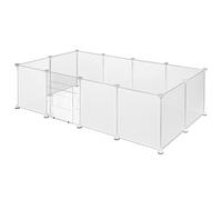 EUGAD Parque para Mascotas, Valla de Plástico para Animales Pequeños | 45x35cm 12 Paneles, DIY Recinto Interior, con Puerta, Transparente, Vallas para Conejos, Jaula para Mascotas Hámster