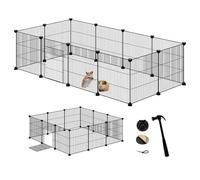 EUGAD Recinto para Cobayas Parque para Conejos Vallas para Conejos Jaula para Mascotas Hámster Gatito Cachorros Metálica con Puerta DIY 12 Paneles Negro 142x72x36 cm