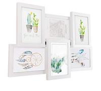 EUGAD Set de 6 Marcos de Fotos para Pared 10 x 15cm Marcos Modernos Madera Marco para Fotos 3D Múltiples Marcos Sobremesa Blanco